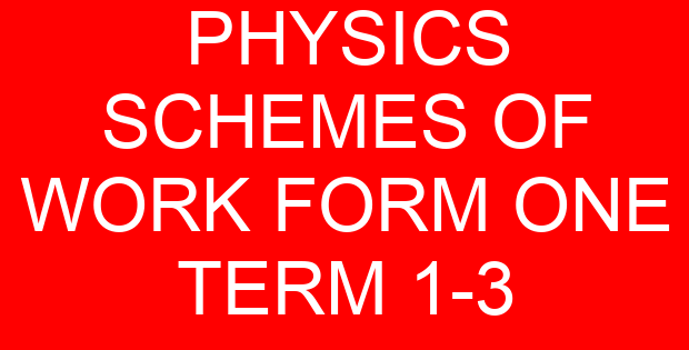 PHYSICS SCHEMES OF WORK FORM ONE TERM 1-3