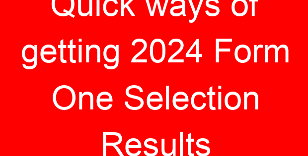 Quick ways of getting 2024 Form One Selection Results