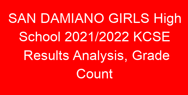 SAN DAMIANO GIRLS High School 2021/2022 KCSE Results Analysis, Grade Count