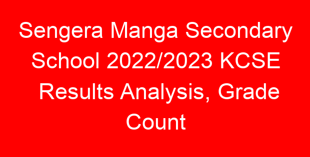 Sengera Manga Secondary School 2022/2023 KCSE Results Analysis, Grade Count
