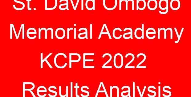 St. David Ombogo Memorial Academy KCPE 2022 Results Analysis