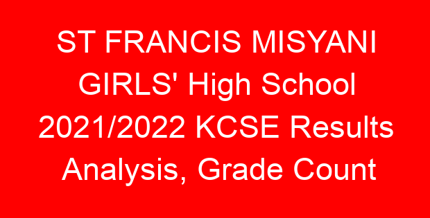 ST FRANCIS MISYANI GIRLS’ High School 2021/2022 KCSE Results Analysis, Grade Count