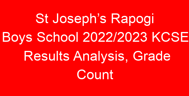 St Joseph’s Rapogi Boys School 2022/2023 KCSE Results Analysis, Grade Count