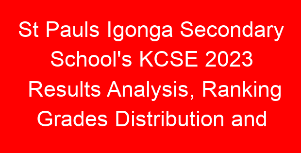 St Pauls Igonga Secondary School’s KCSE 2023 Results Analysis, Ranking Grades Distribution and Location