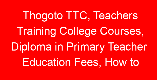 Thogoto TTC, Teachers Training College Courses, Diploma in Primary Teacher Education Fees, How to apply