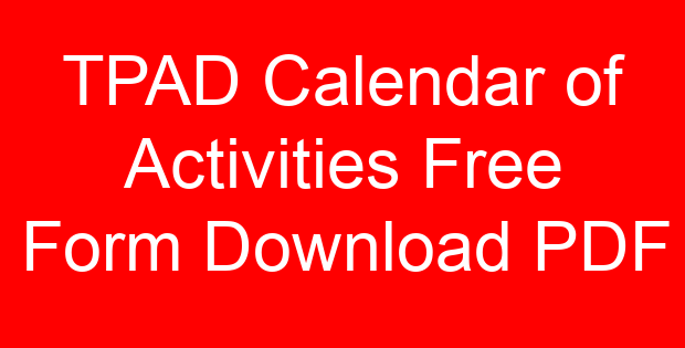 TPAD Calendar of Activities Free Form Download PDF