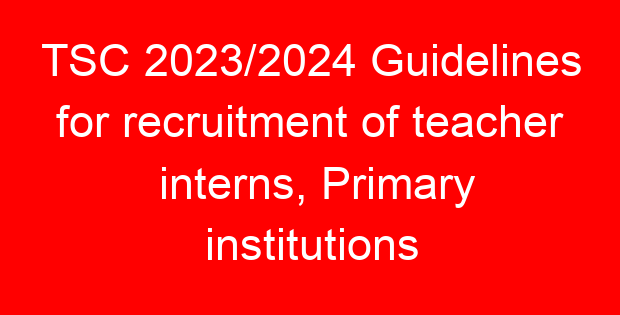 TSC 2023/2024 Guidelines for recruitment of teacher interns, Primary institutions