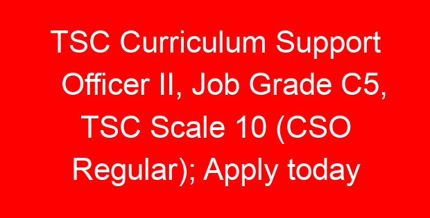 TSC Curriculum Support Officer II, Job Grade C5, TSC Scale 10 (CSO Regular); Apply today