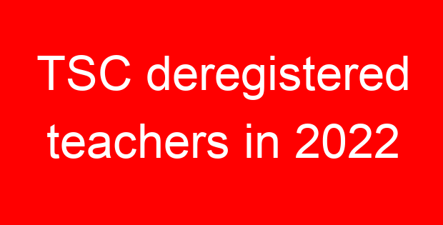TSC deregistered teachers in 2022