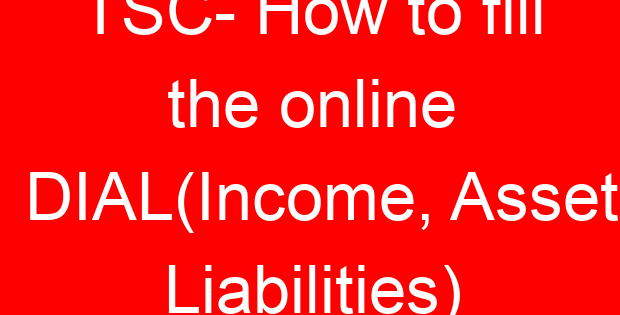 TSC- How to fill the online DIAL(Income, Asset, Liabilities)