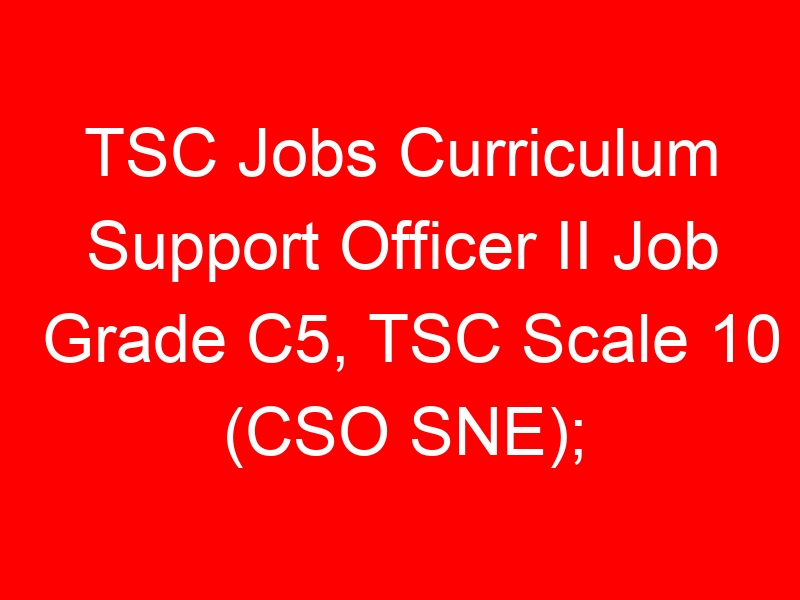 TSC Jobs Curriculum Support Officer II Job Grade C5, TSC Scale 10 (CSO SNE);