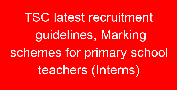 TSC latest recruitment guidelines, Marking schemes for primary school teachers (Interns)