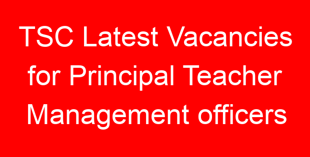 TSC Latest Vacancies for Principal Teacher Management officers