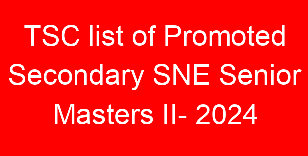 TSC list of Promoted Secondary SNE Senior Masters II- 2024
