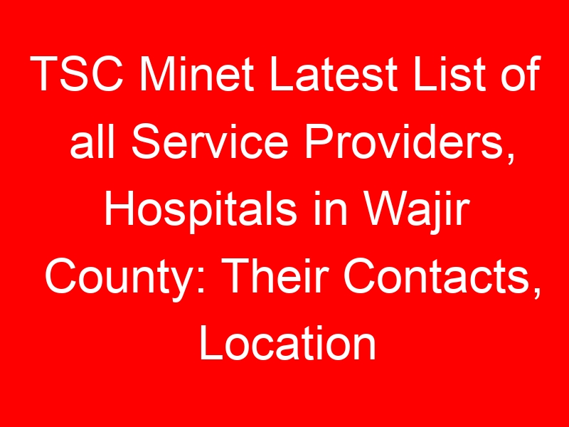 TSC Minet Latest List of all Service Providers, Hospitals in Wajir County: Their Contacts, Location and Services Offered