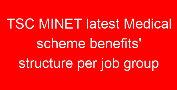 TSC MINET latest Medical scheme benefits’ structure per job group