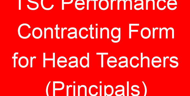 TSC Performance Contracting Form for Head Teachers (Principals)