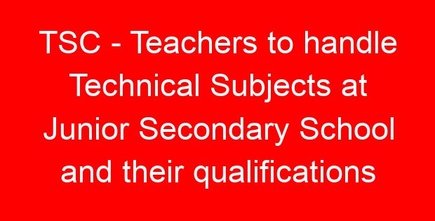 TSC – Teachers to handle Technical Subjects at Junior Secondary School and their qualifications