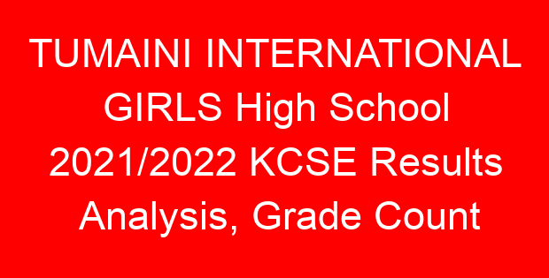 TUMAINI INTERNATIONAL GIRLS High School 2021/2022 KCSE Results Analysis, Grade Count