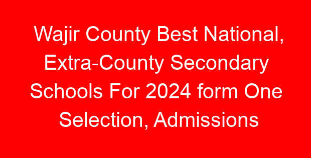 Wajir County Best National, Extra-County Secondary Schools For 2024 form One Selection, Admissions