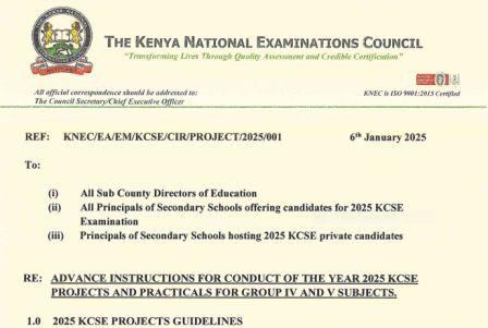 KNEC releases KCSE 2025 Circular for practical & Project Based Subjects