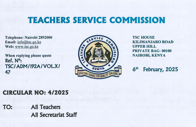 TSC Circular on filing KRA Tax returns 2025