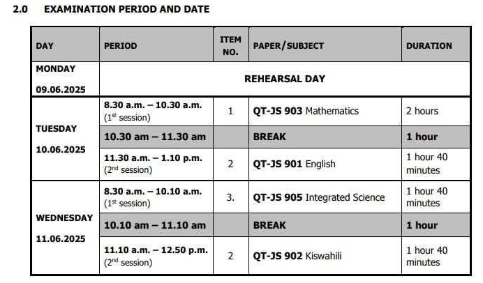 KJSEA 2025 qualifying test timetable and instructions: Revised & Final