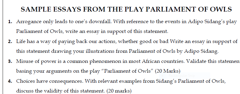 Parliament of Owls Study guide, Questions and Answers.