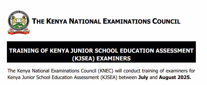 KJSEA Examiners' training circular in 2025.