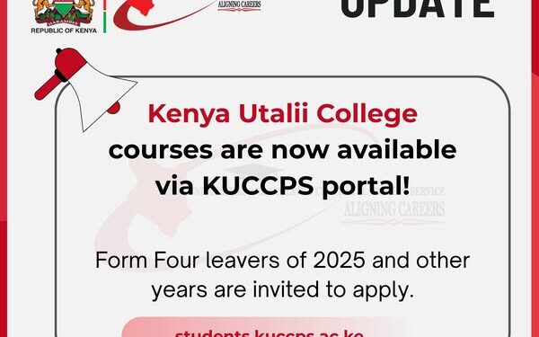 KUCCPS Opens Application for Kenya Utalii College Courses for 2026 Intake