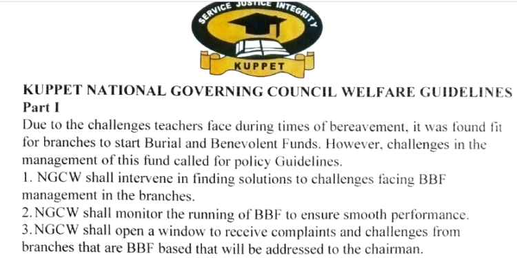 Official Kuppet BBF Guidelines For All Branches