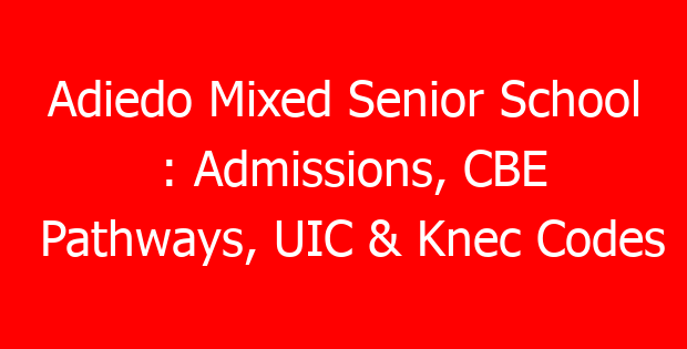 Adiedo Mixed Senior School : Admissions, CBE Pathways, UIC & Knec Codes