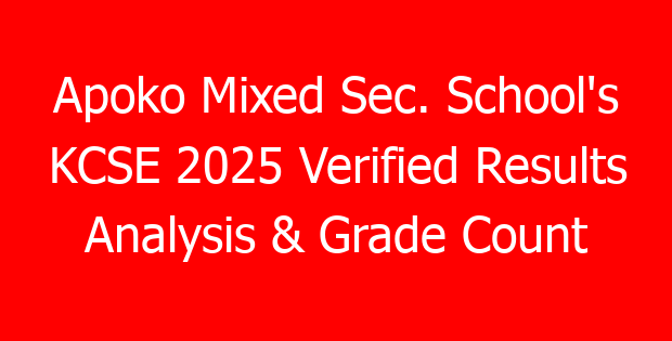 Apoko Mixed Sec. School’s KCSE 2025 Verified Results Analysis & Grade Count
