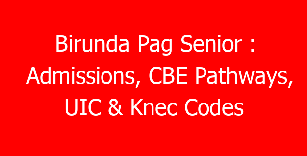 Birunda Pag Senior : Admissions, CBE Pathways, UIC & Knec Codes