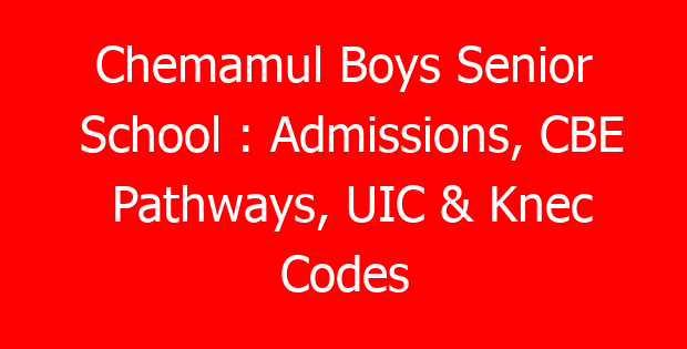Chemamul Boys Senior School : Admissions, CBE Pathways, UIC & Knec Codes
