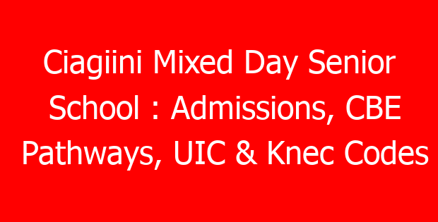Ciagiini Mixed Day Senior School : Admissions, CBE Pathways, UIC & Knec Codes