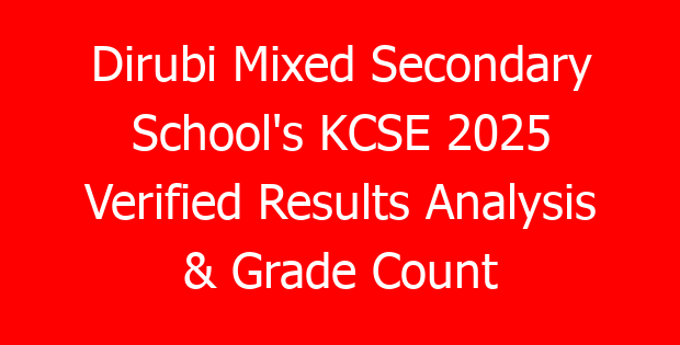 Dirubi Mixed Secondary School’s KCSE 2025 Verified Results Analysis & Grade Count
