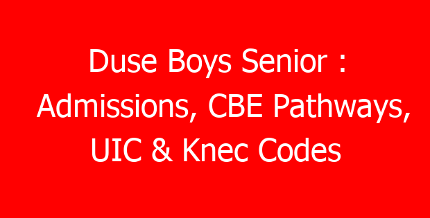 Duse Boys Senior : Admissions, CBE Pathways, UIC & Knec Codes