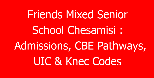Friends Mixed Senior School Chesamisi : Admissions, CBE Pathways, UIC & Knec Codes