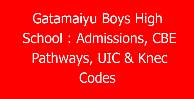 Gatamaiyu Boys High School : Admissions, CBE Pathways, UIC & Knec Codes