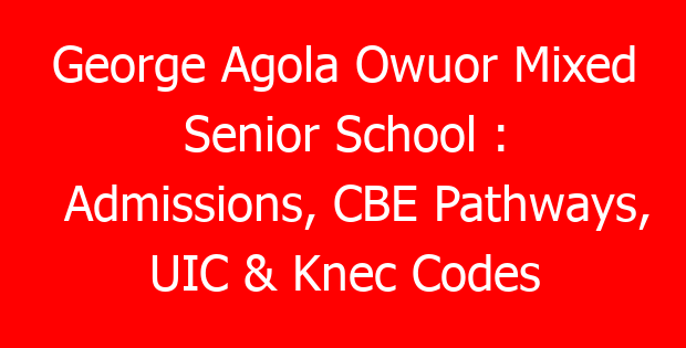 George Agola Owuor Mixed Senior School : Admissions, CBE Pathways, UIC & Knec Codes
