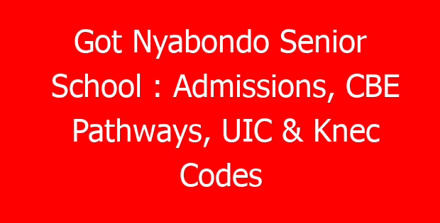 Got Nyabondo Senior School : Admissions, CBE Pathways, UIC & Knec Codes
