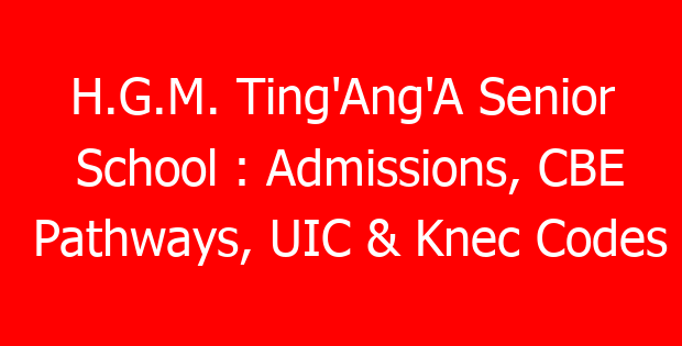 H.G.M. Ting’Ang’A Senior School : Admissions, CBE Pathways, UIC & Knec Codes