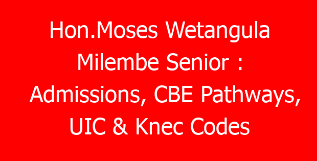 Hon.Moses Wetangula Milembe Senior : Admissions, CBE Pathways, UIC & Knec Codes