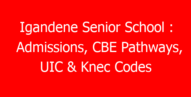 Igandene Senior School : Admissions, CBE Pathways, UIC & Knec Codes