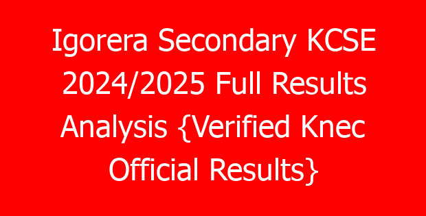 Igorera Secondary KCSE 2024/2025 Full Results Analysis {Verified Knec Official Results}