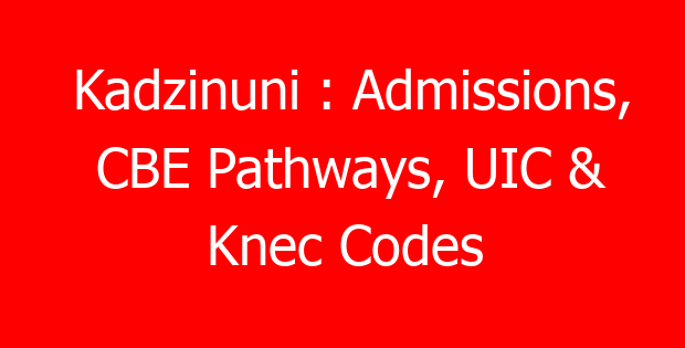 Kadzinuni : Admissions, CBE Pathways, UIC & Knec Codes