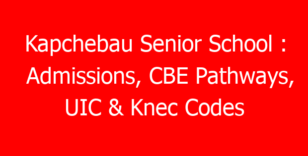 Kapchebau Senior School : Admissions, CBE Pathways, UIC & Knec Codes