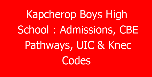 Kapcherop Boys High School : Admissions, CBE Pathways, UIC & Knec Codes