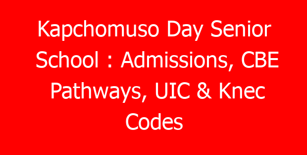 Kapchomuso Day Senior School : Admissions, CBE Pathways, UIC & Knec Codes
